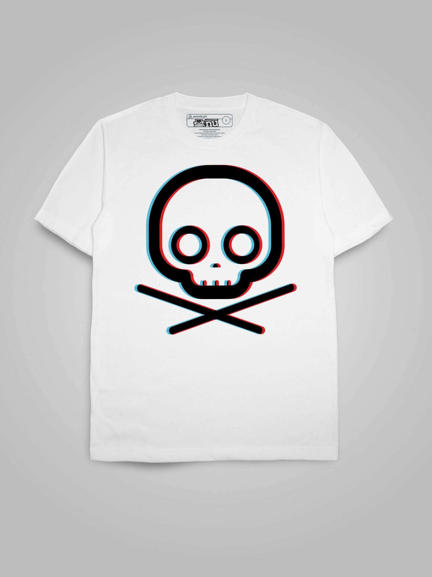 Minimalist Crossbones (3D Cyan Red)